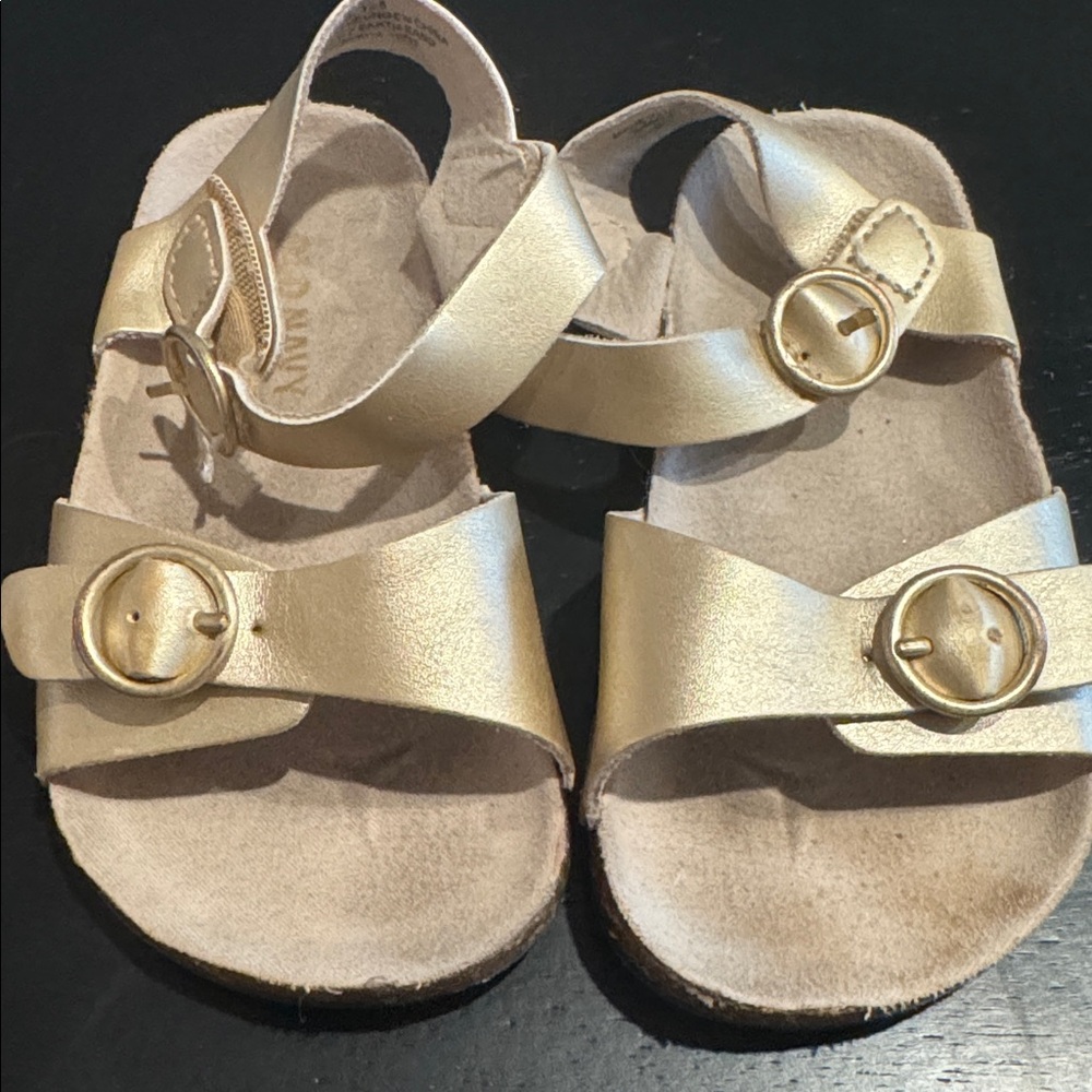 Gold Sandals with Buckle Straps